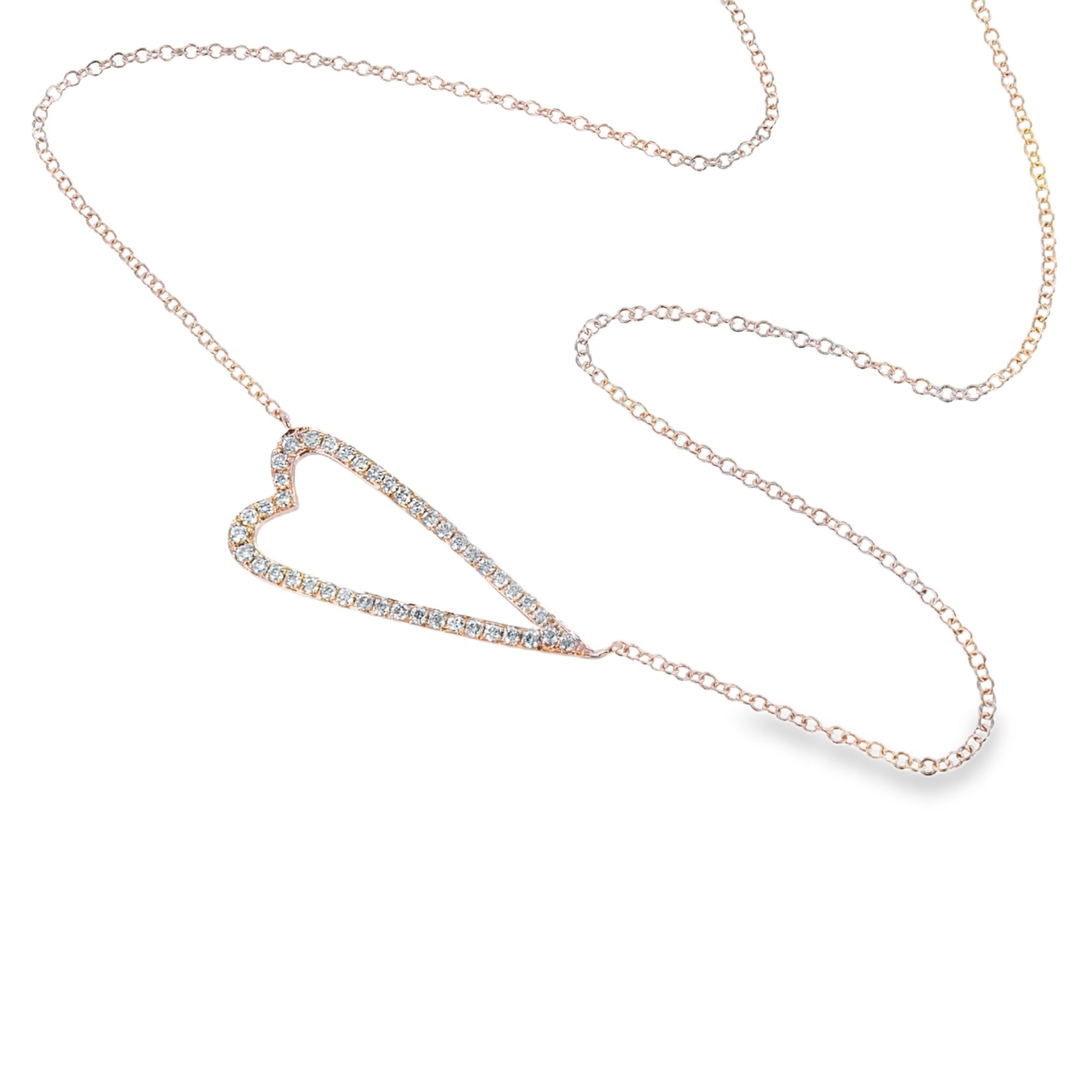 14K Solid Gold and Diamond Open Heart Necklace - Reeves & Reeves