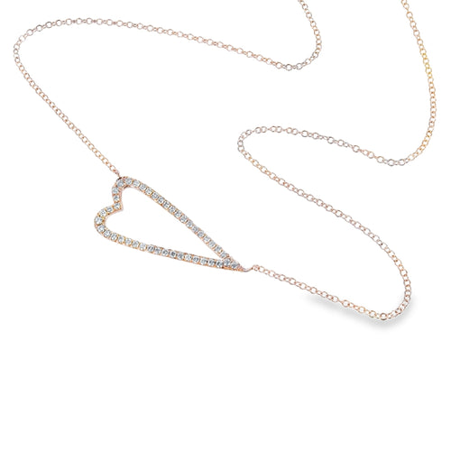 14K Solid Gold and Diamond Open Heart Necklace - Reeves & Reeves