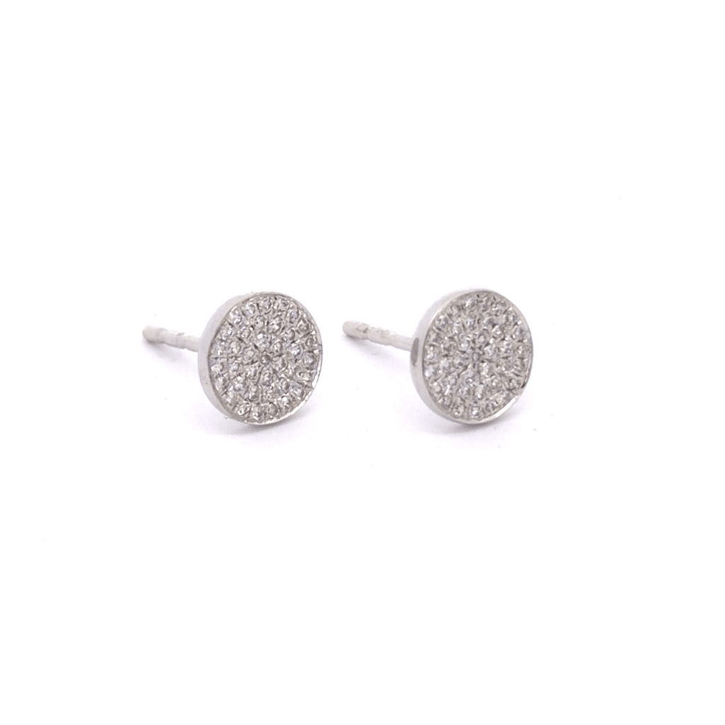 14K Solid Gold and Diamond Open Ring Stud Earrings - Reeves & Reeves