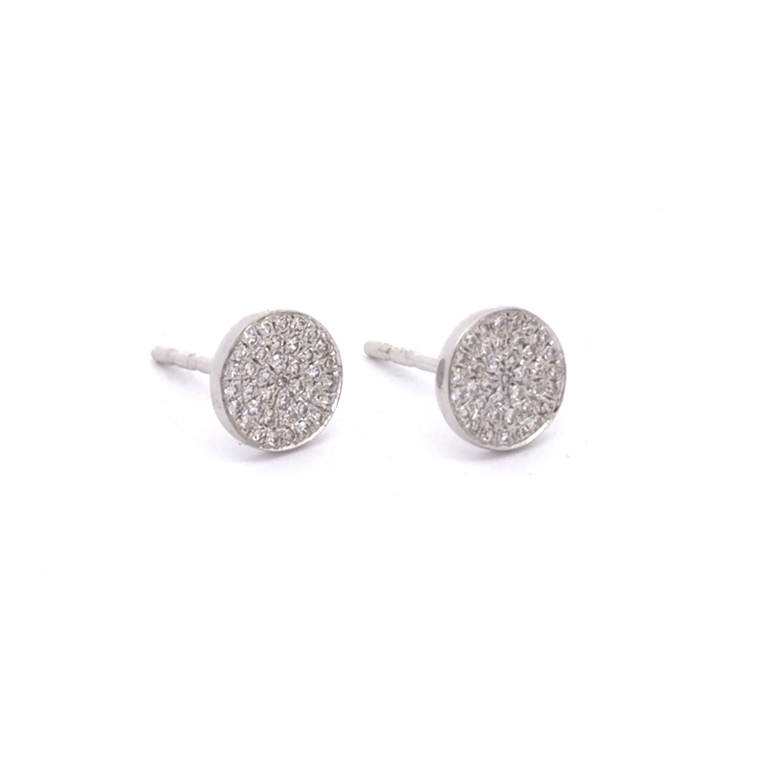 14K Solid Gold and Diamond Open Ring Stud Earrings - Reeves & Reeves