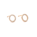 14K Solid Gold and Diamond Open Ring Stud Earrings - Reeves & Reeves