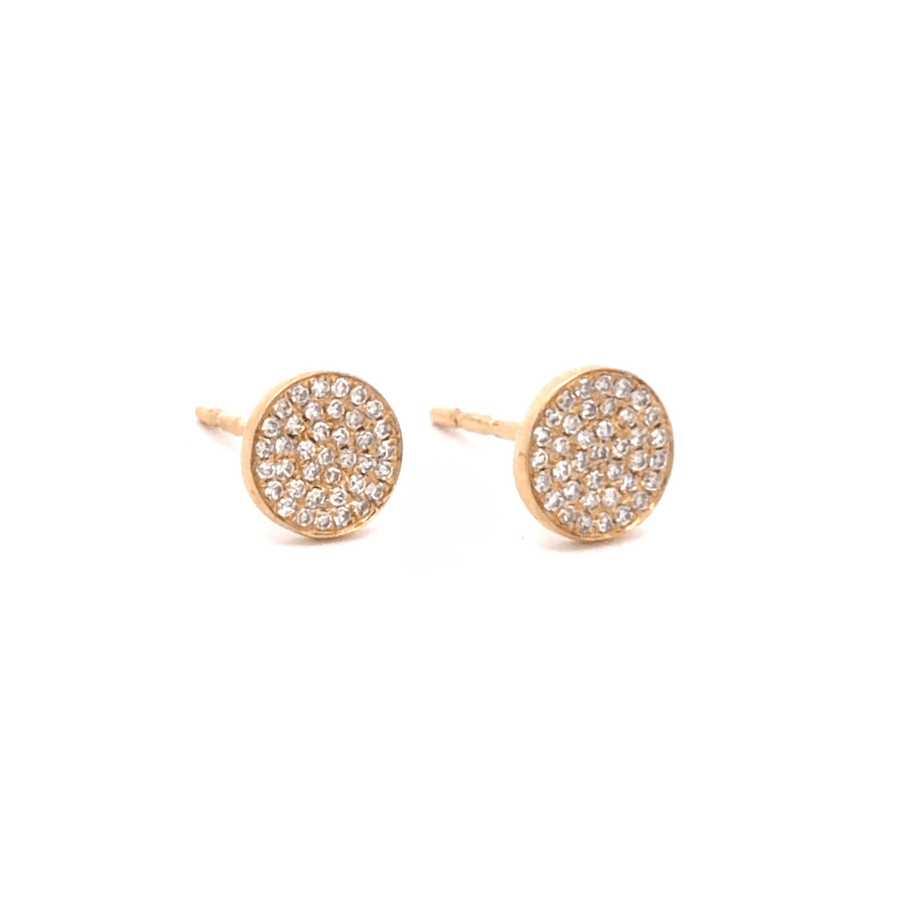14K Solid Gold and Diamond Open Ring Stud Earrings - Reeves & Reeves