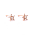 14K Solid Rose Gold and Diamond Star Stud Earrings - Reeves & Reeves