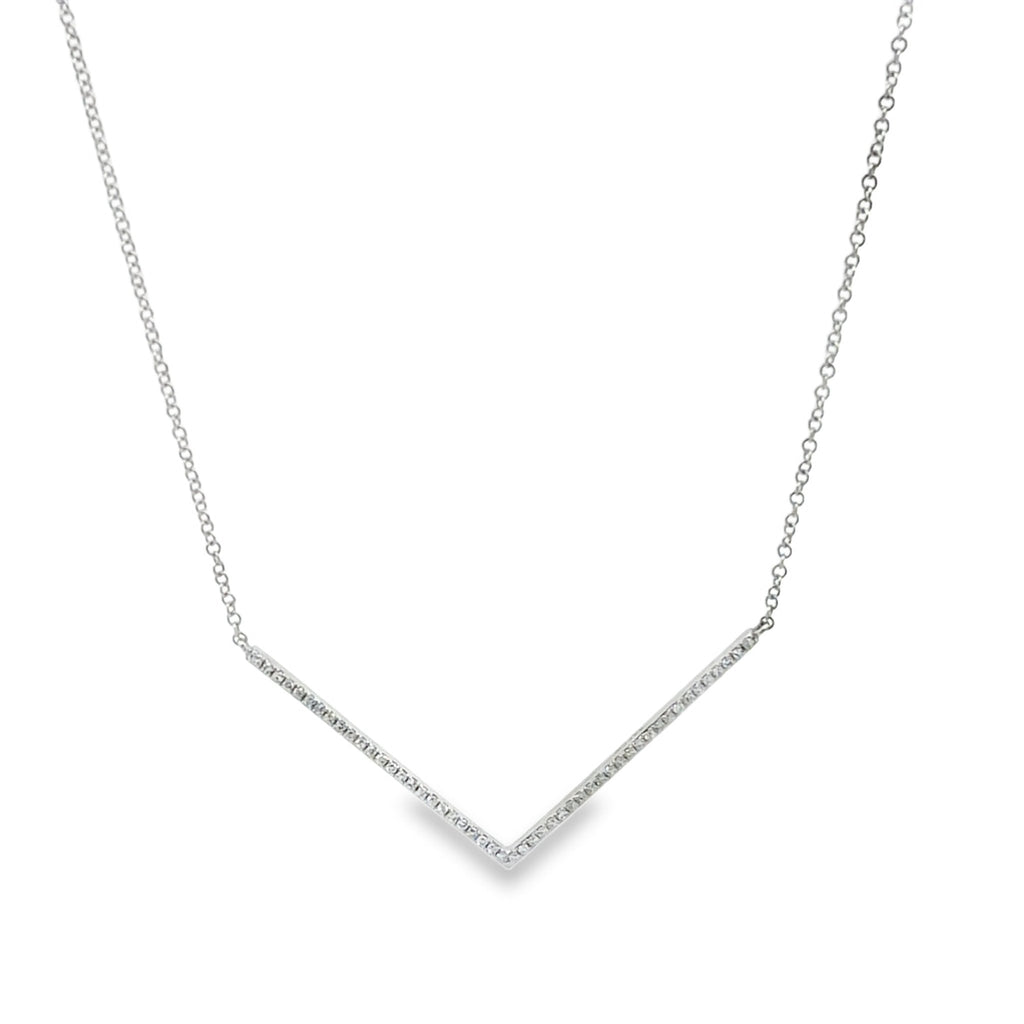 14K Solid White Gold Diamond Arrow Necklace - Reeves & Reeves