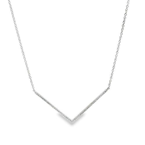 14K Solid White Gold Diamond Arrow Necklace - Reeves & Reeves