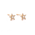 14K Solid Yellow Gold and Diamond Star Stud Earrings - Reeves & Reeves