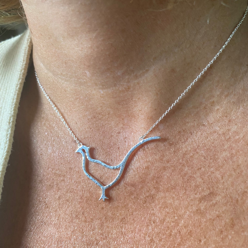 Pheasant Silhouette Sterling Silver Necklace