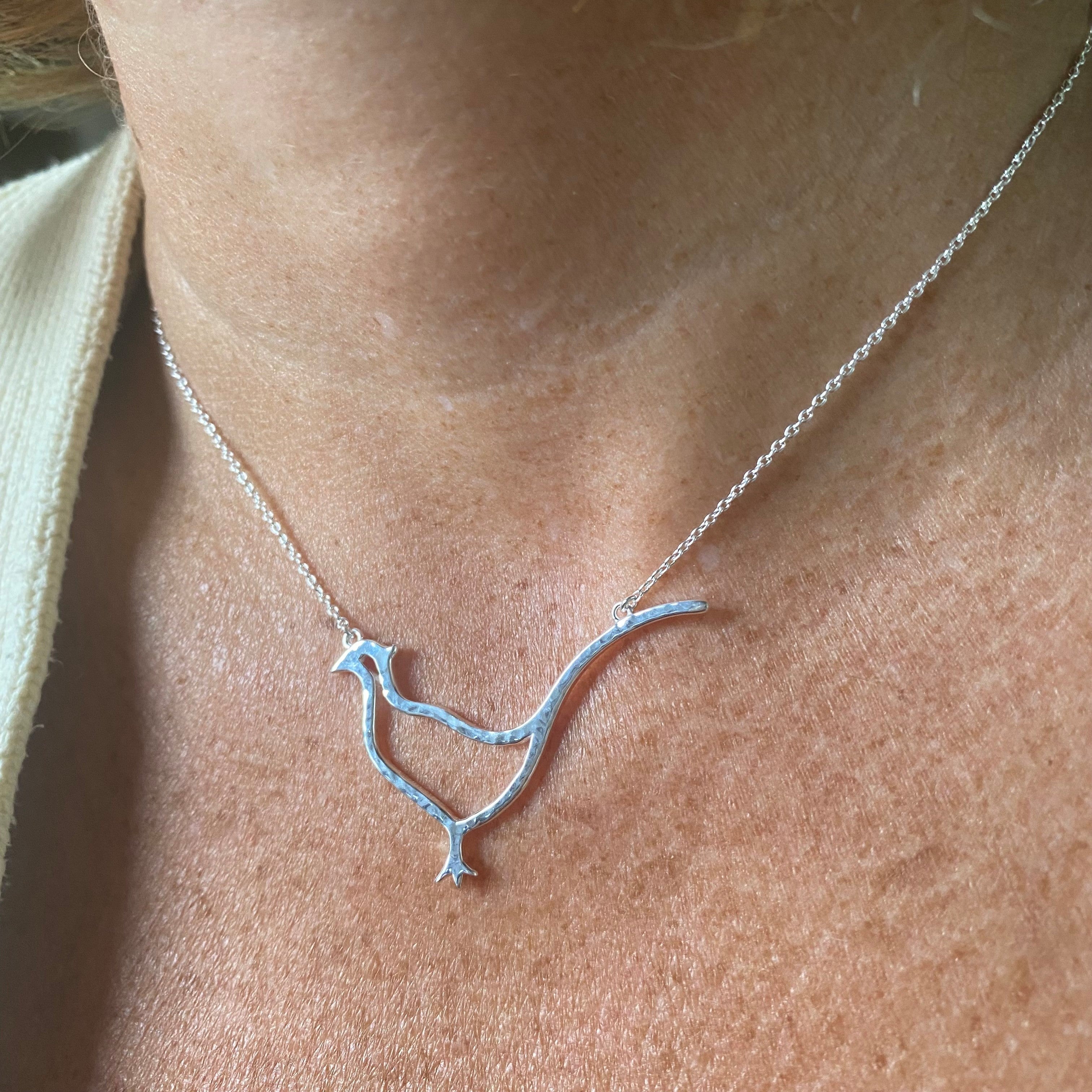 Pheasant Silhouette Sterling Silver Necklace