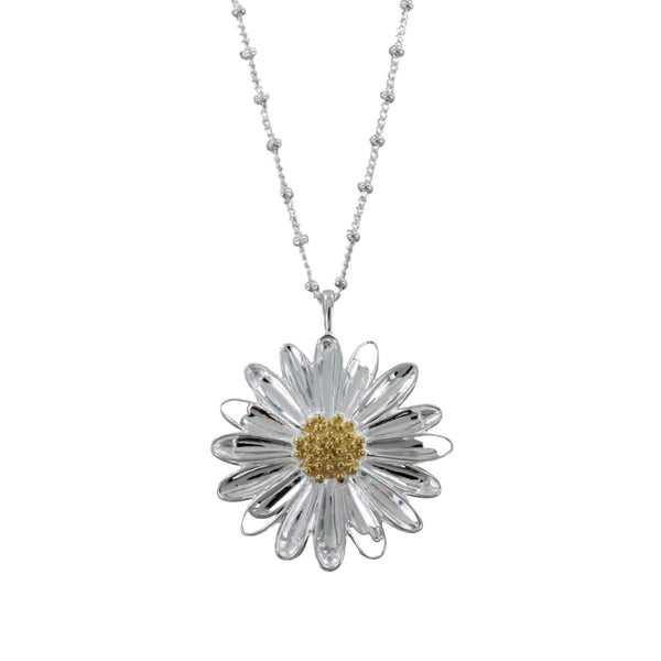 Large Daisy Necklace on a Beaded Chain