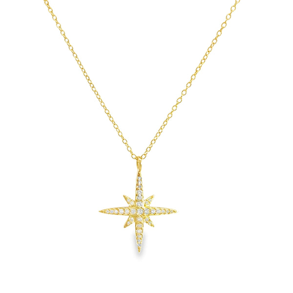 Pavé Follow That Star Necklace Gold - Reeves & Reeves