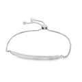 Silver adjustable slider bracelet, with a solid silver plain bar at the centre. The slider chain is finished with solid silver balls at each end.