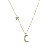 Sterling Silver Moon and Star CZ Necklace - Reeves & Reeves