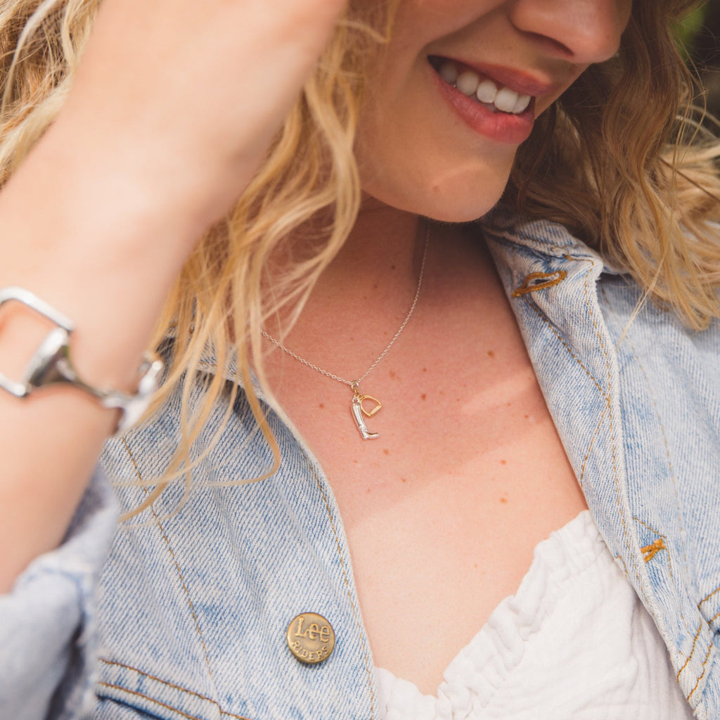 Sterling Silver Boot and Golden Stirrup Necklace - Reeves & Reeves
