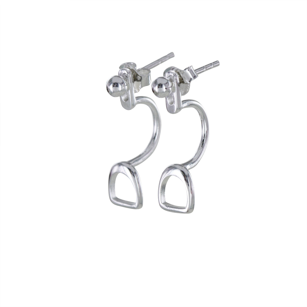 Sterling Silver Bead and Stirrup Cuff Stud Earrings