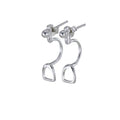 Sterling Silver Bead and Stirrup Cuff Stud Earrings