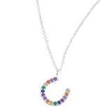Rainbow Crystals and Sterling Silver Horseshoe Necklace - Reeves & Reeves