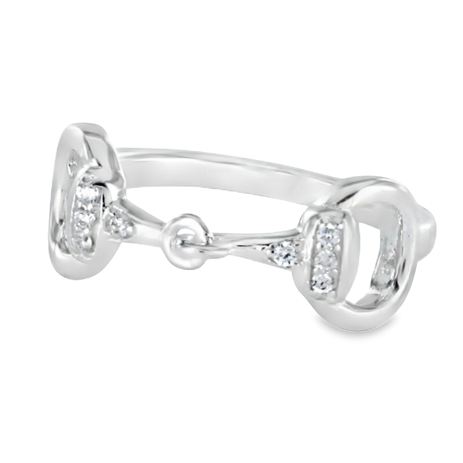 Sterling Silver Pavé Snaffle Ring - Reeves & Reeves