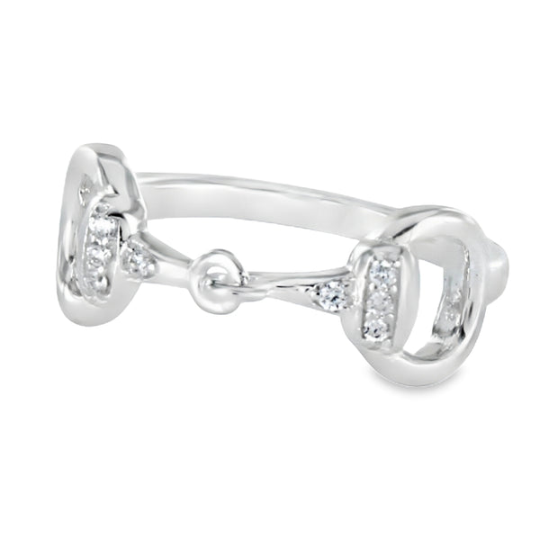 Sterling Silver Pavé Snaffle Ring - Reeves & Reeves