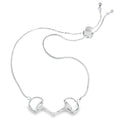 Silver bracelet with a snaffle as the central feature, sat on a box style chain with a slider toggle clasp.