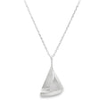 Silver sailboat pendant on an adjustable chain.