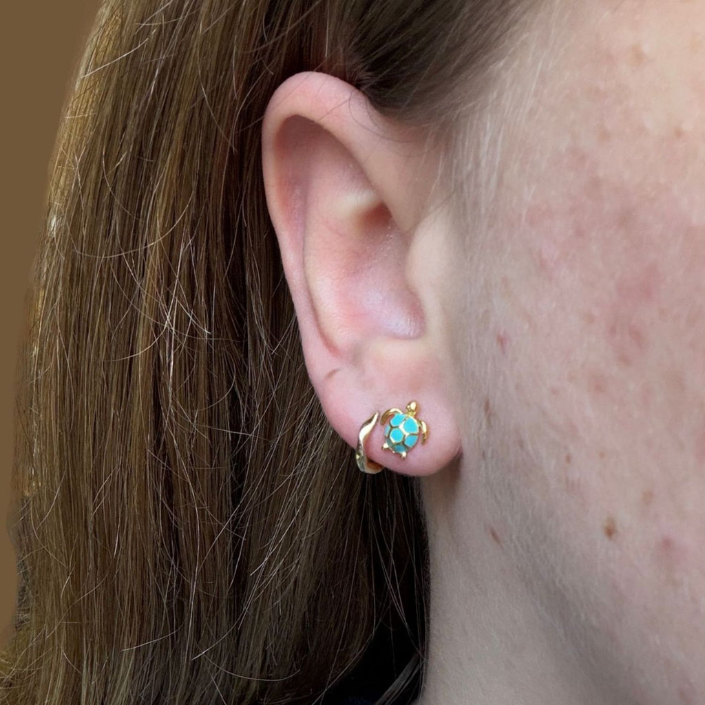 Enamel Turtle Stud Earrings