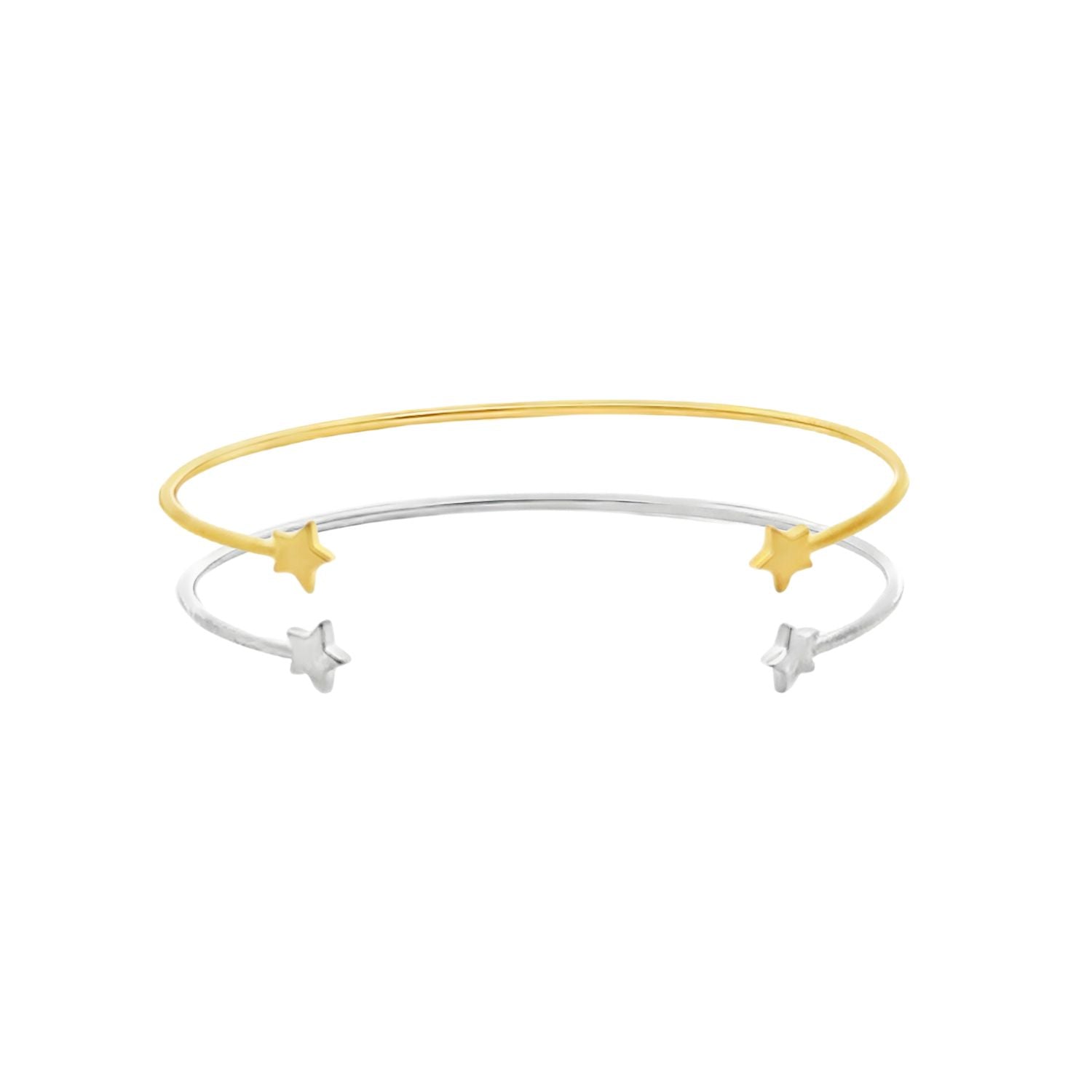 Sterling Silver Two Star Cuff Bracelet