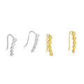 Two pairs of hook earrings, one in sterling silver and one with 18ct gold plating. The hooks have five high shine circle charms set in a vertical line.