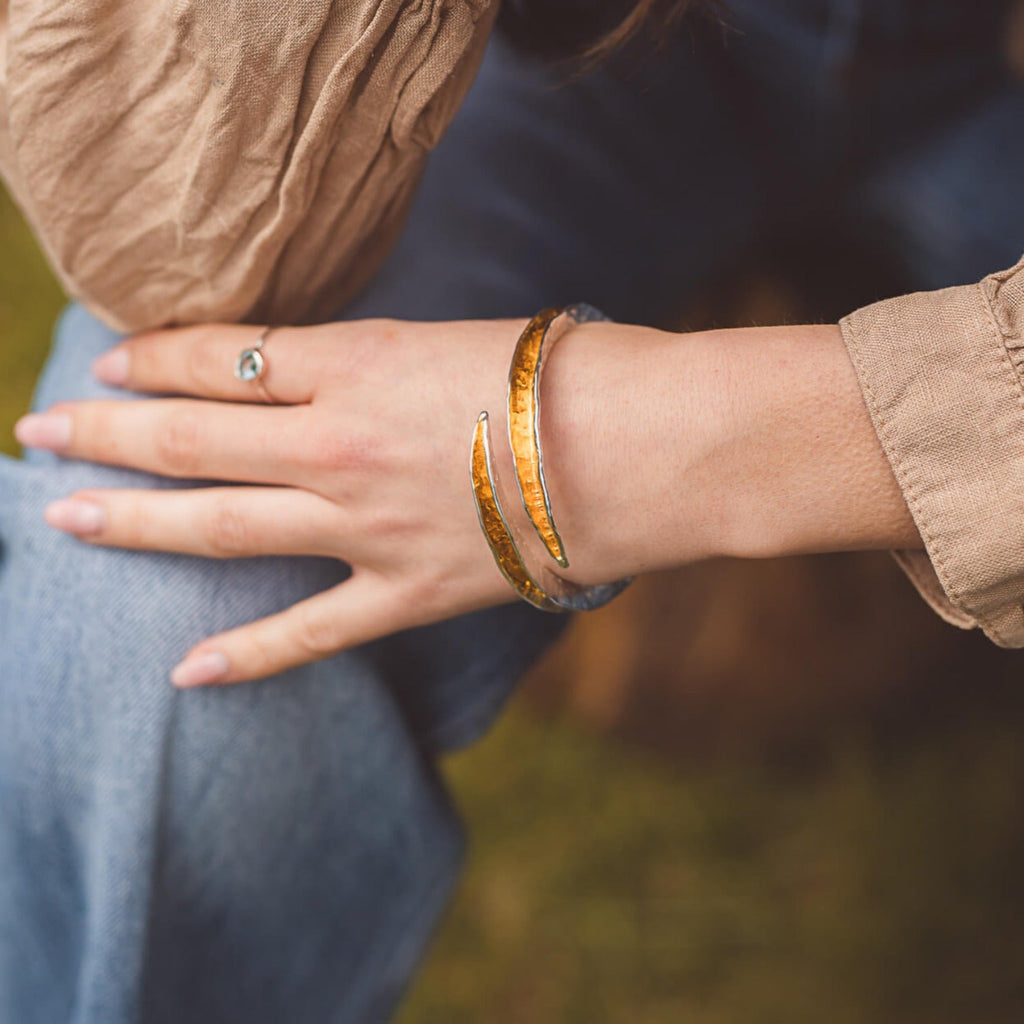 Adjustable Sterling Silver Shimmer Bangle - Reeves & Reeves