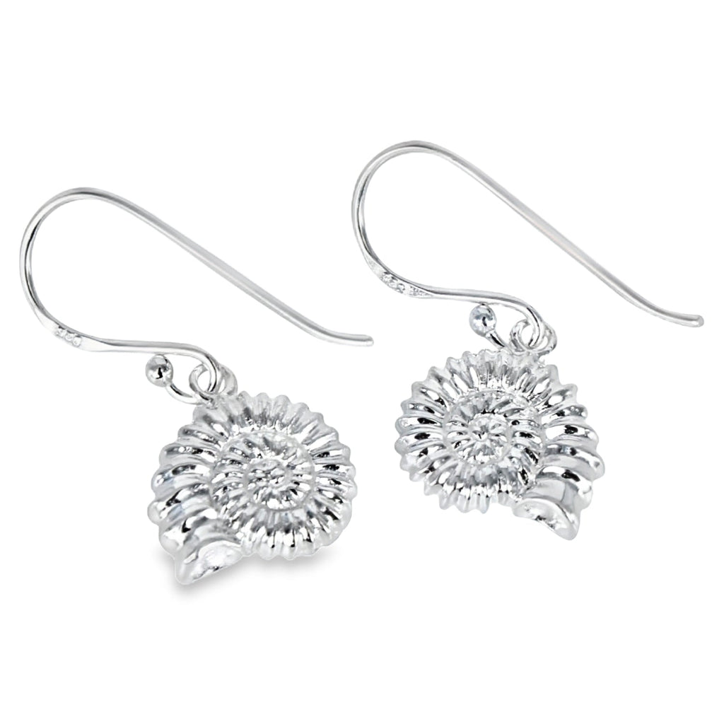 Ammonite Sterling Silver Drop Earrings - Reeves & Reeves