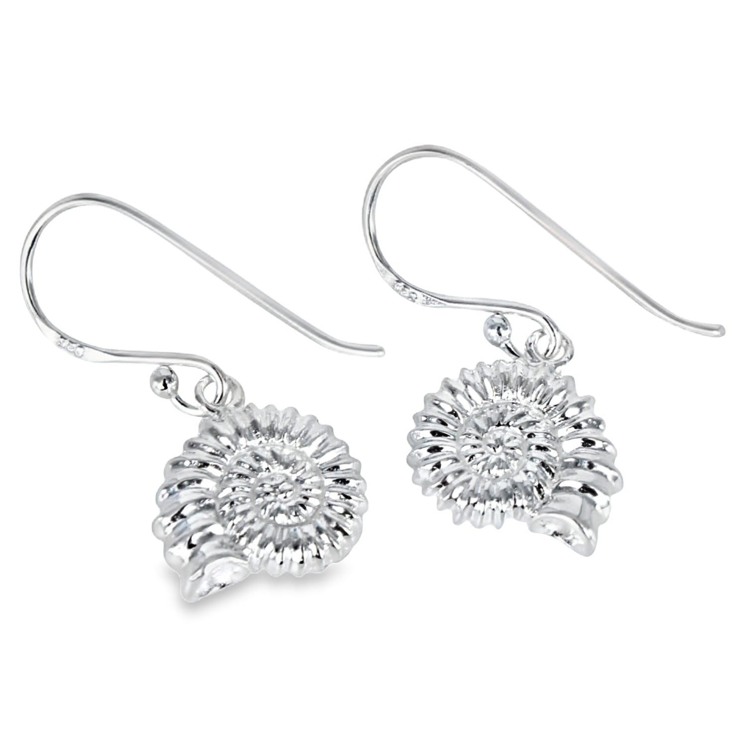 Ammonite Sterling Silver Drop Earrings - Reeves & Reeves