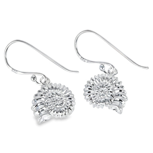 Ammonite Sterling Silver Drop Earrings - Reeves & Reeves