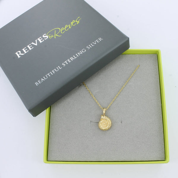 Ammonite Sterling Silver Pendant Necklace - Reeves & Reeves