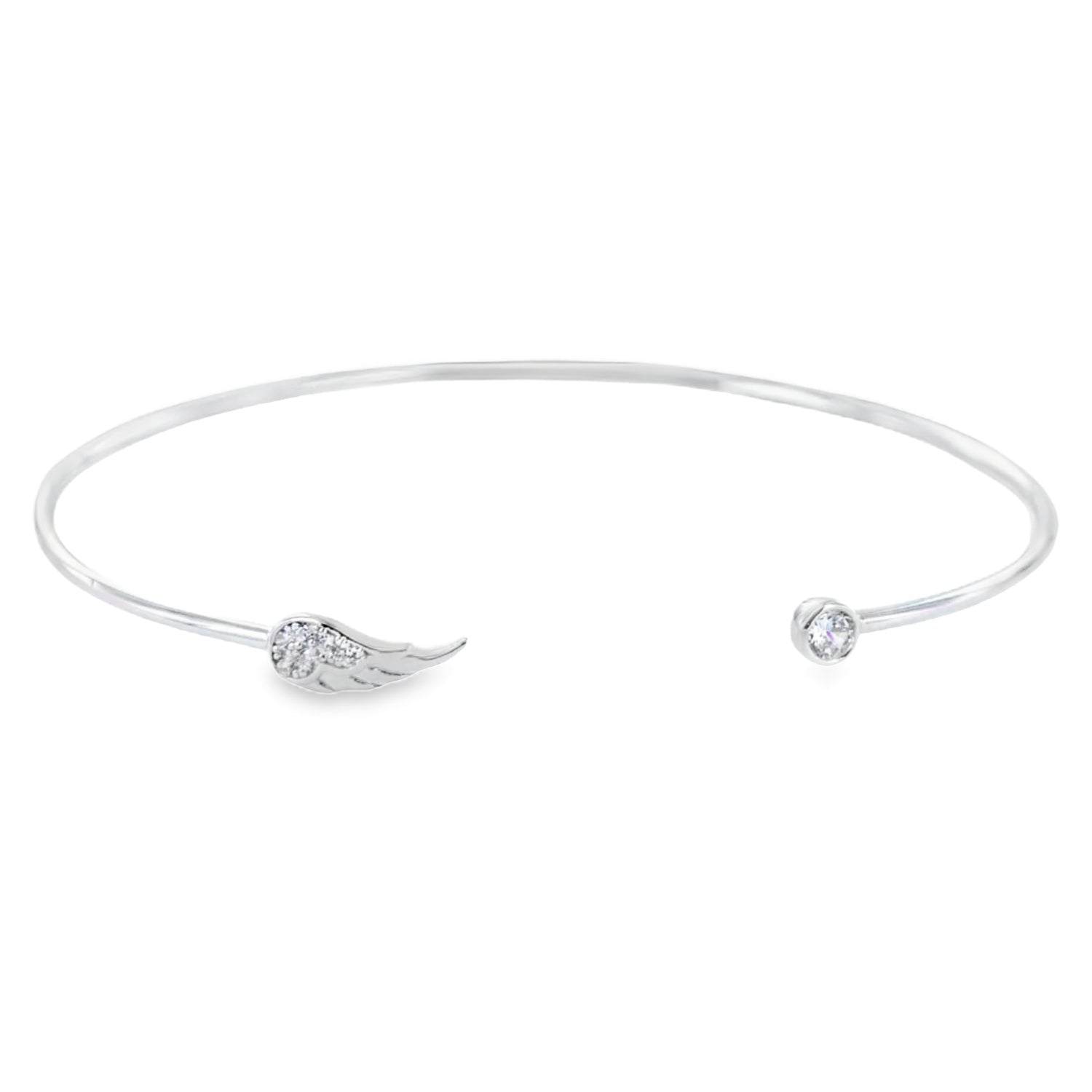 Angel Wing Pave Cuff Sterling Silver Bracelet - Reeves & Reeves