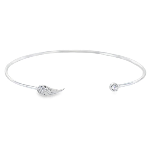 Angel Wing Pave Cuff Sterling Silver Bracelet - Reeves & Reeves