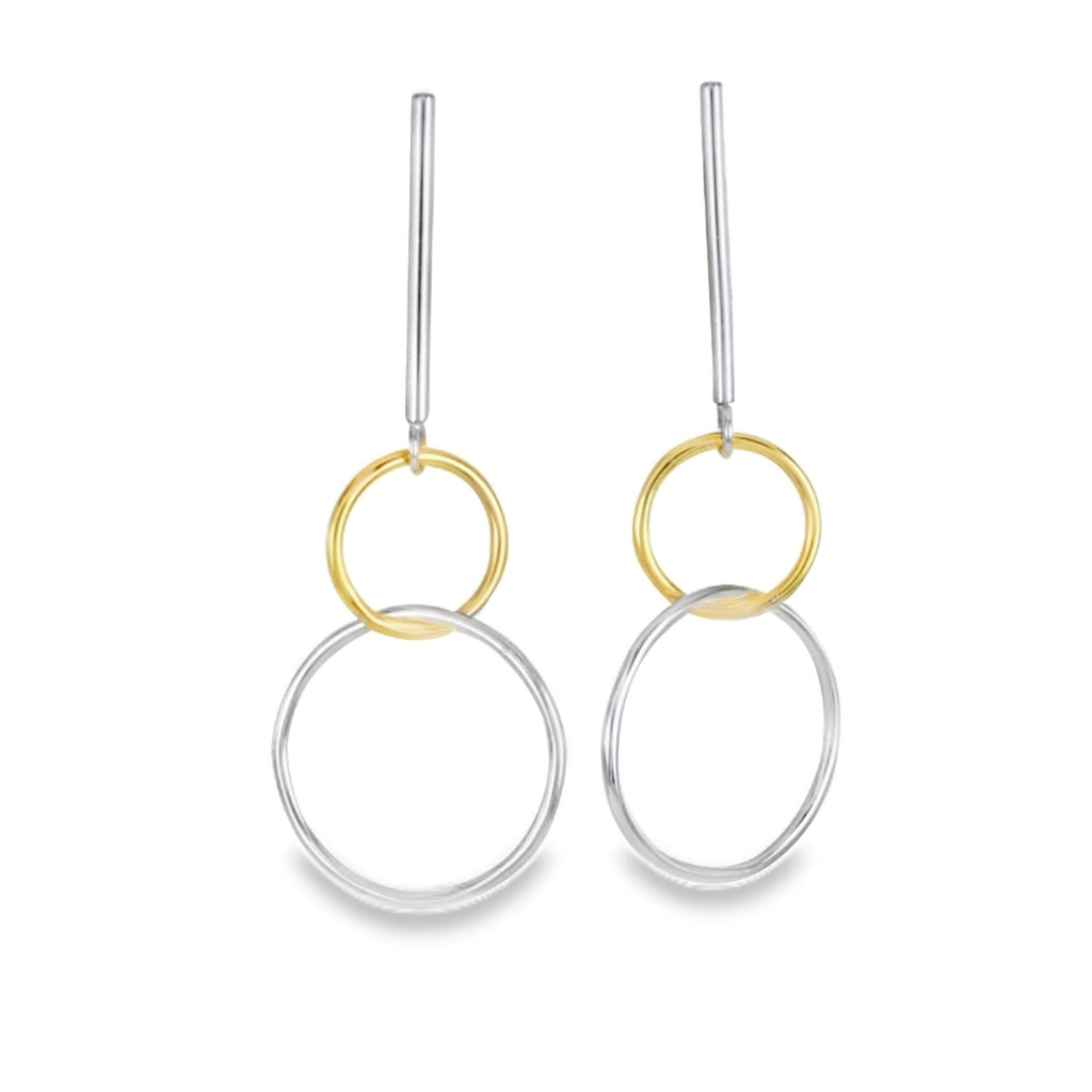Bar and Twin Ring Drop Earrings - Reeves & Reeves