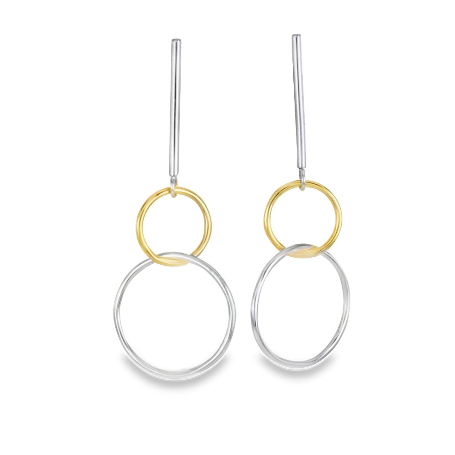 Bar and Twin Ring Drop Earrings - Reeves & Reeves