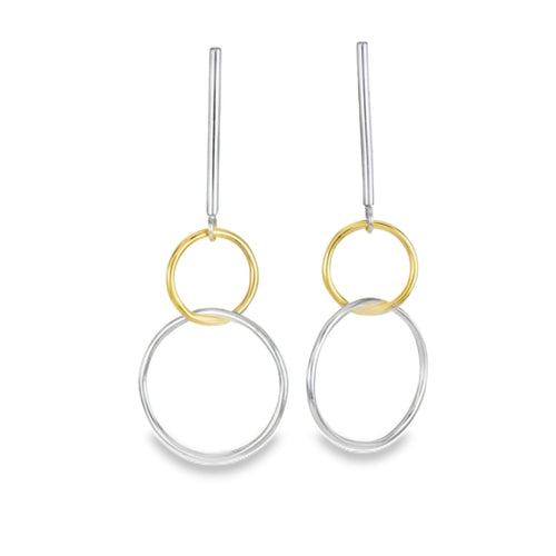 Bar and Twin Ring Drop Earrings - Reeves & Reeves