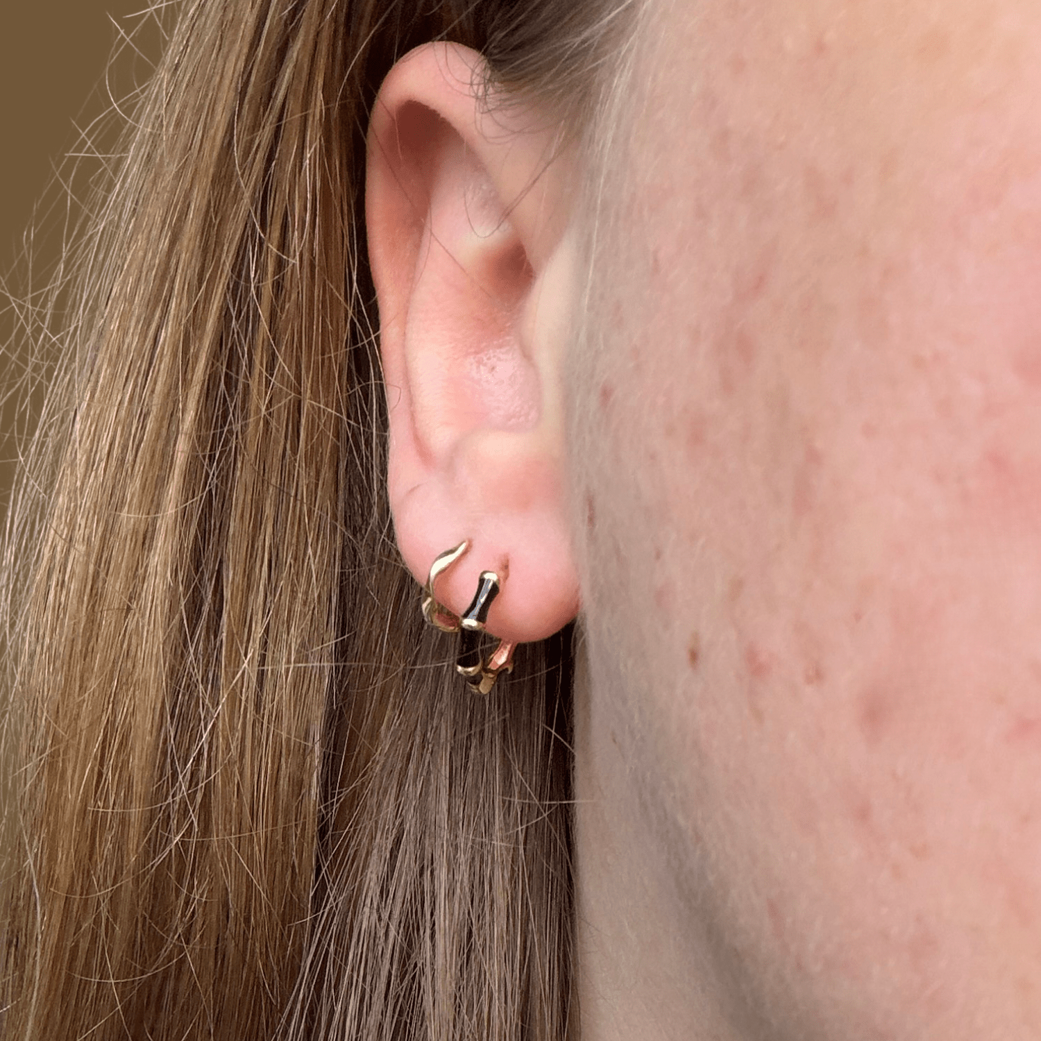 Black and Gold Bamboo Hoop Earrings - Reeves & Reeves
