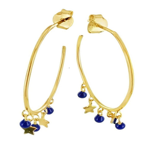 Blue Starry Sterling Silver Hoop Earring - Reeves & Reeves
