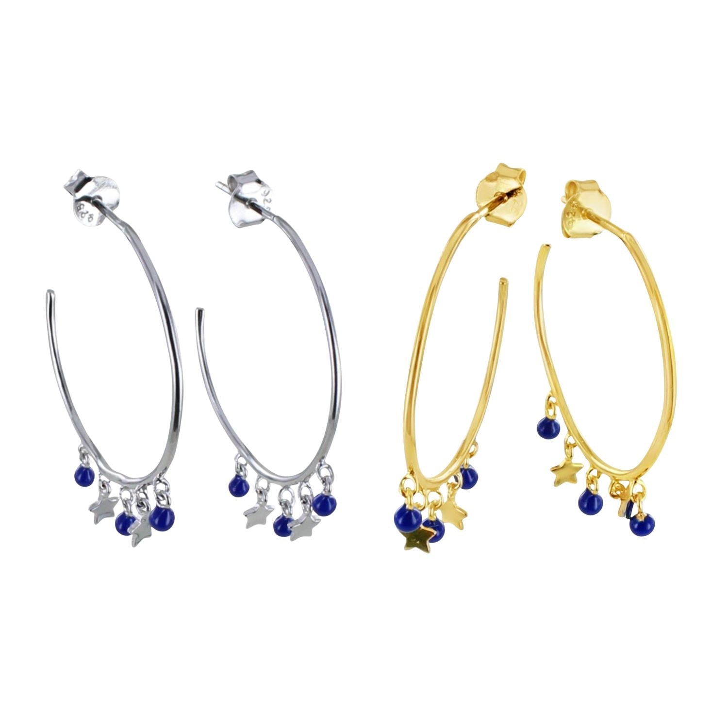 Blue Starry Sterling Silver Hoop Earring - Reeves & Reeves