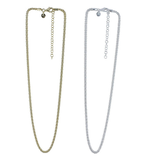 Two Bobble Necklaces, one in silver and one in gold plate with lobster style clasps and adjustable feature.