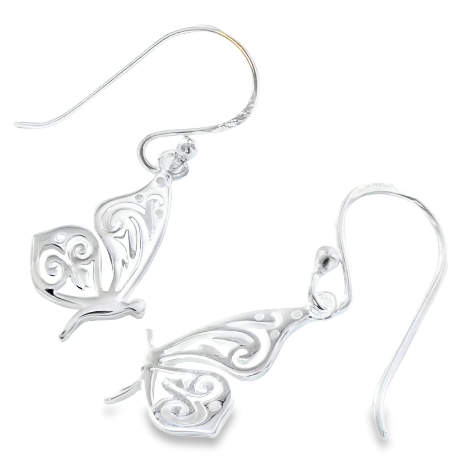 Butterfly Drop Earrings in Sterling Silver - Reeves & Reeves