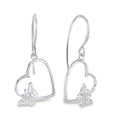 Butterfly in Heart Sterling Silver Drop Earrings - Reeves & Reeves
