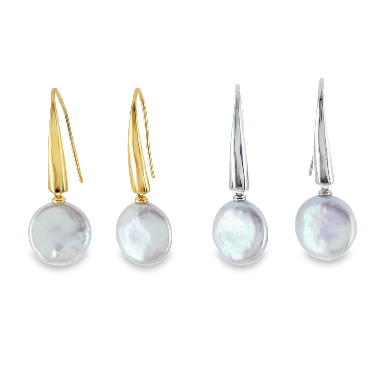Button Pearl Drop Earrings - Reeves & Reeves