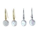 Button Pearl Drop Earrings - Reeves & Reeves