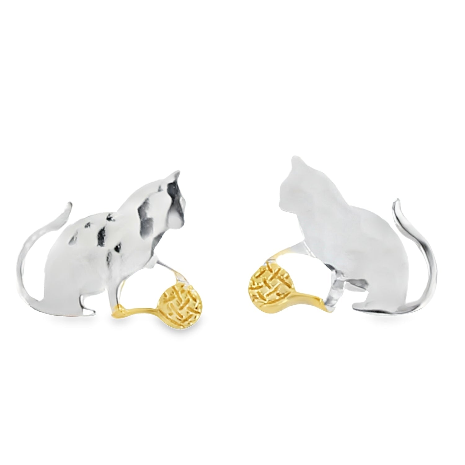 Cat and Wool Sterling Silver Stud Earrings - Reeves & Reeves