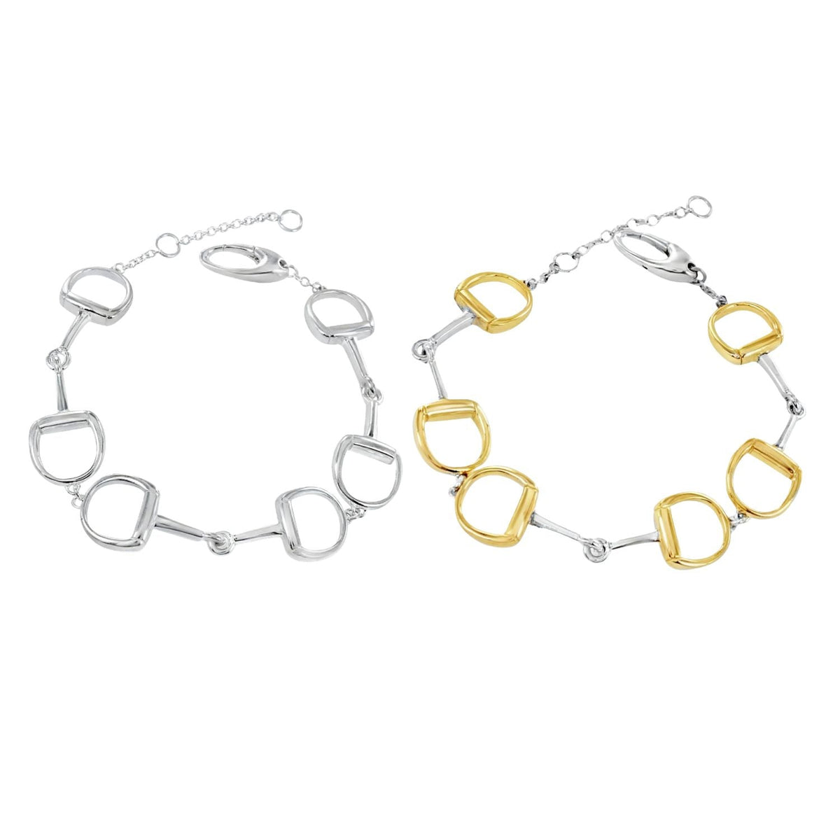 Chunky Sterling Silver and Gold Plated Snaffle Bracelet - Reeves & Reeves