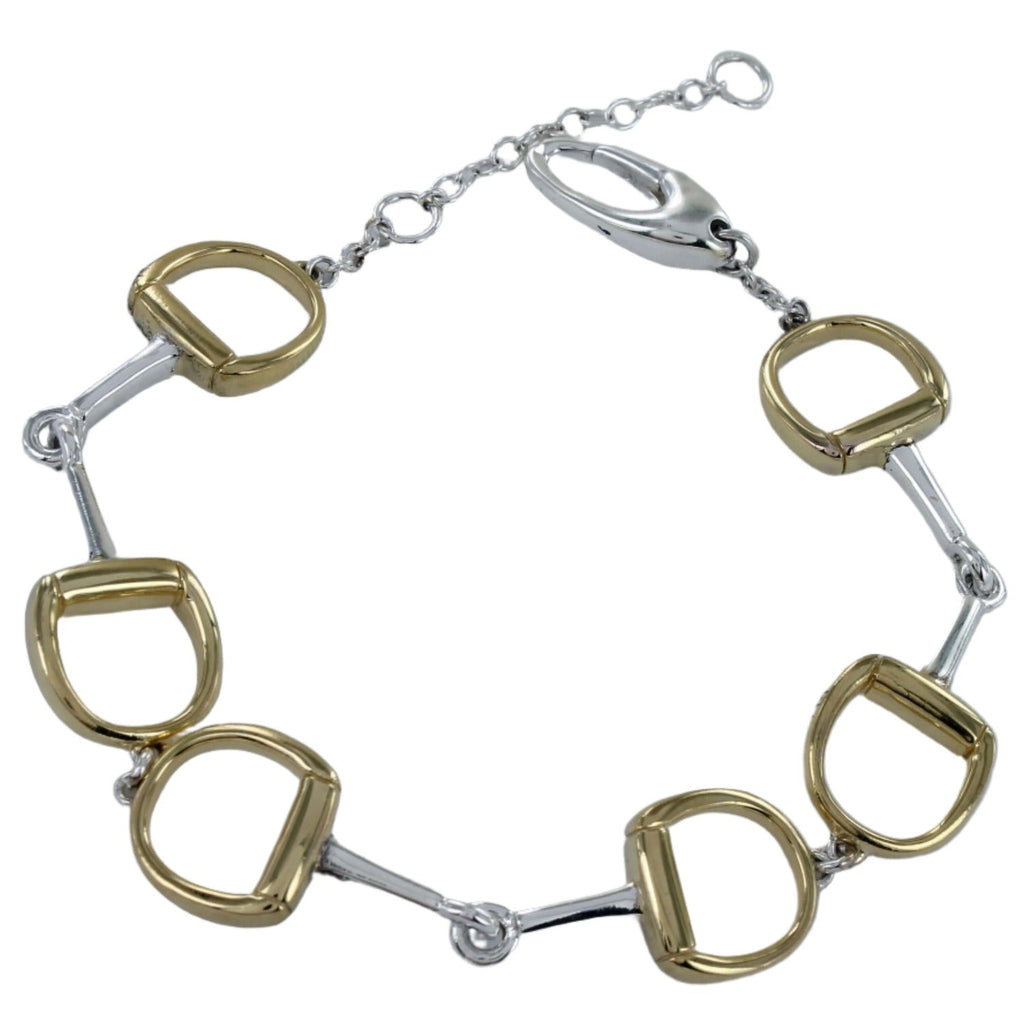 Chunky Sterling Silver and Gold Plated Snaffle Bracelet - Reeves & Reeves