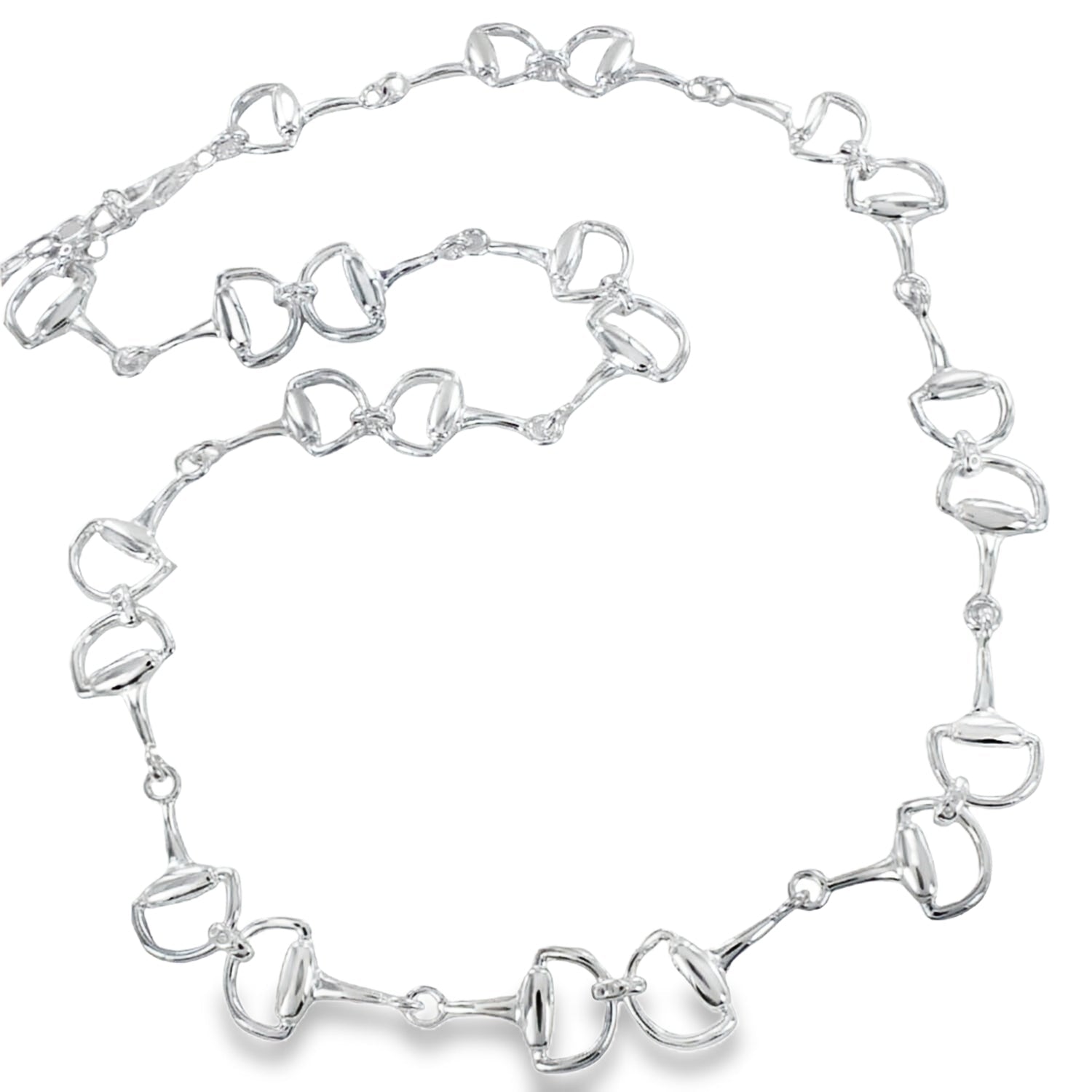Classic Large Sterling Silver Snaffle Necklace - Reeves & Reeves
