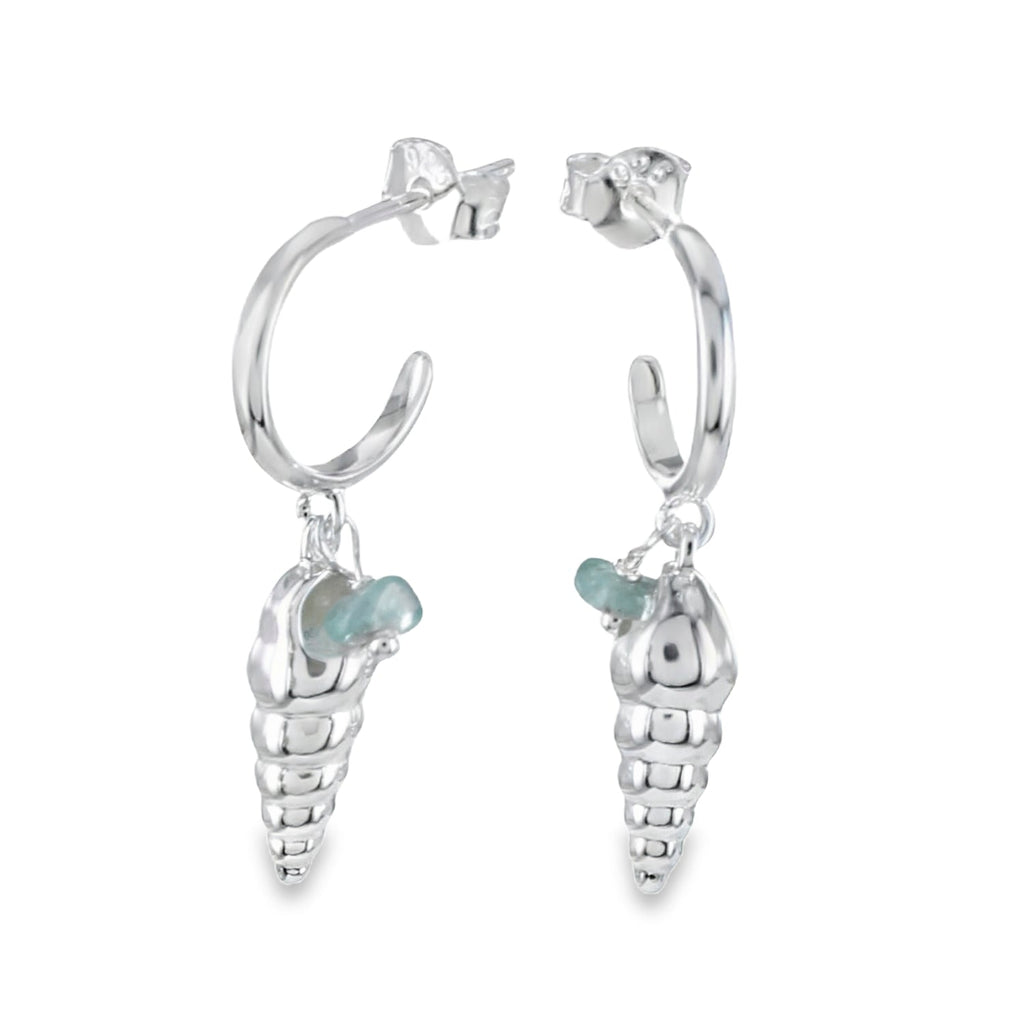 Conch Shell and Aqua Drop Earrings - Reeves & Reeves